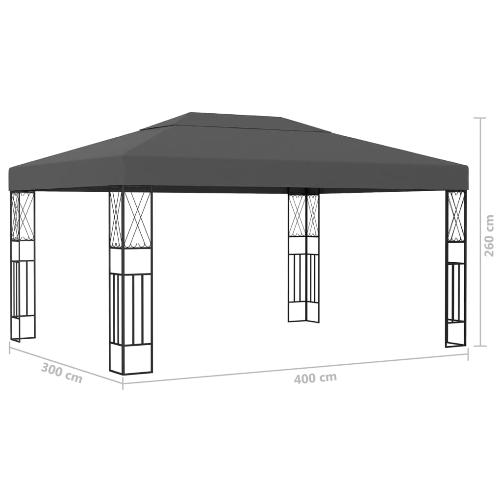 Tonnelle avec guirlande lumineuse à LED 3x4 m Anthracite Tissu