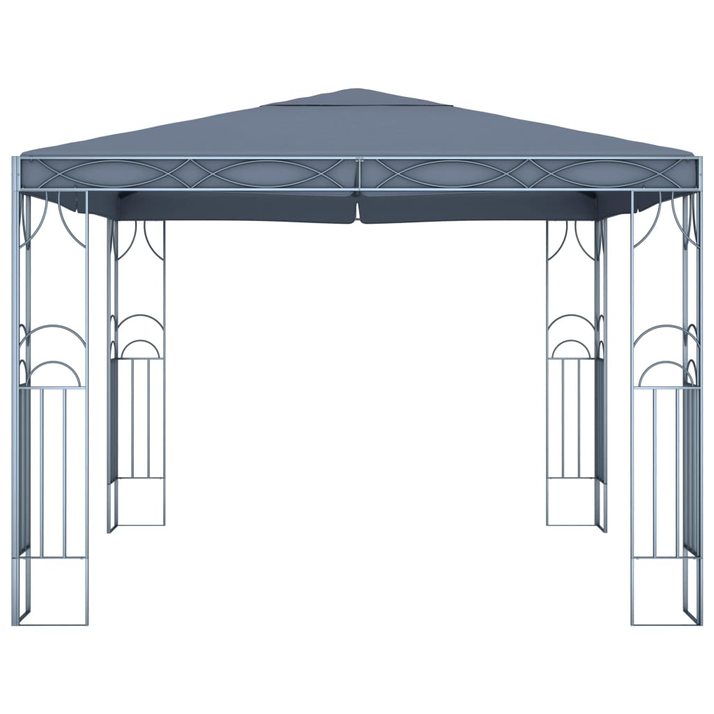 Arbour with LED light garland 300x300 cm Anthracite