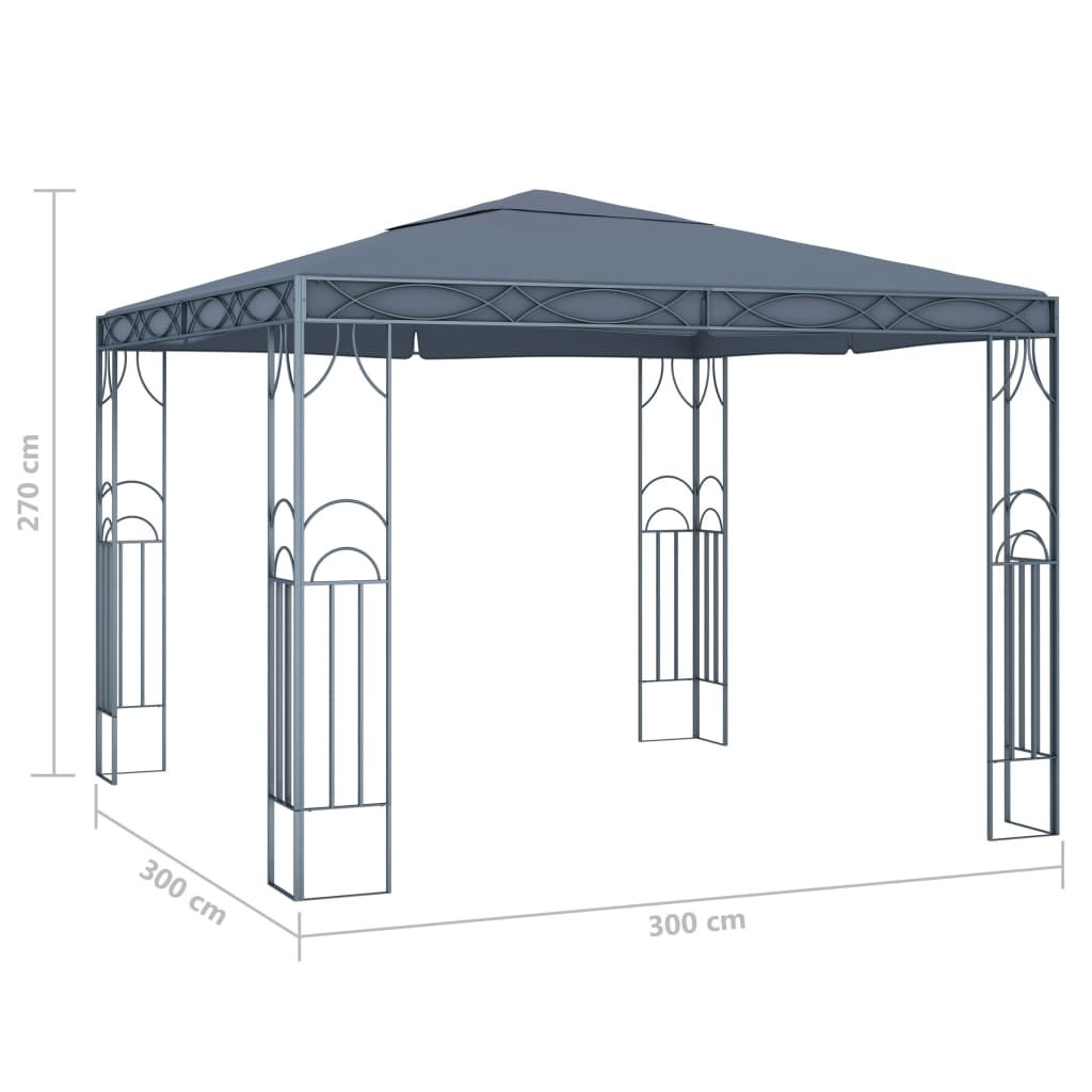 Arbour with LED light garland 300x300 cm Anthracite