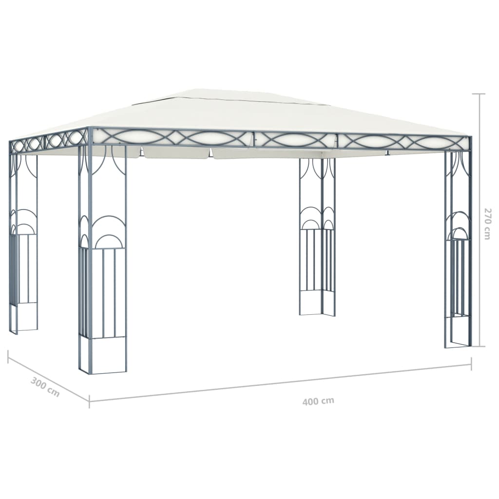 Pavillon mit LED-Lichtgirlande 400x300 cm Creme