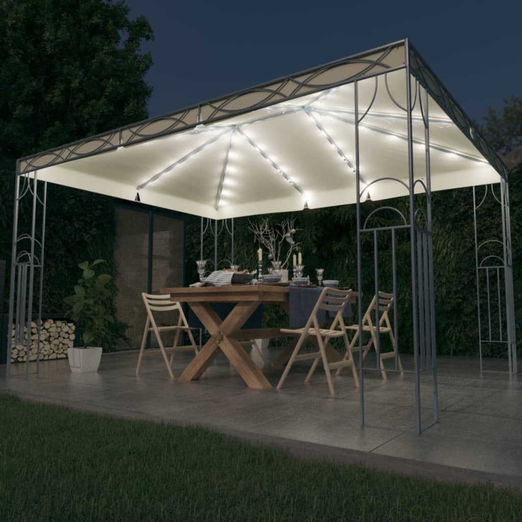 Pavillon mit LED-Lichtgirlande 400x300 cm Creme