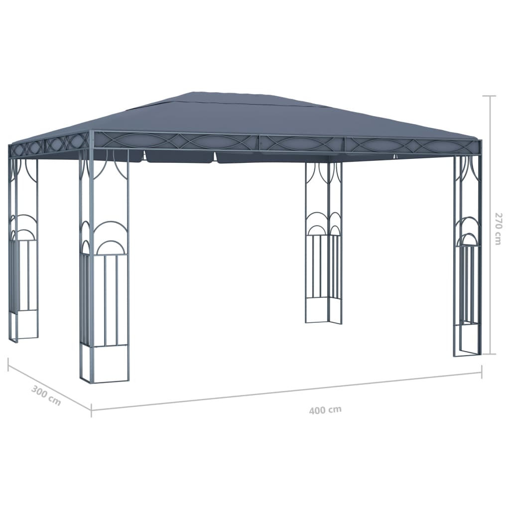 Tonnelle avec guirlande lumineuse à LED 400x300 cm Anthracite