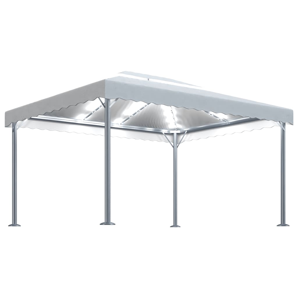 Tonnelle avec guirlande lumineuse à LED 4x3 m Crème Aluminium