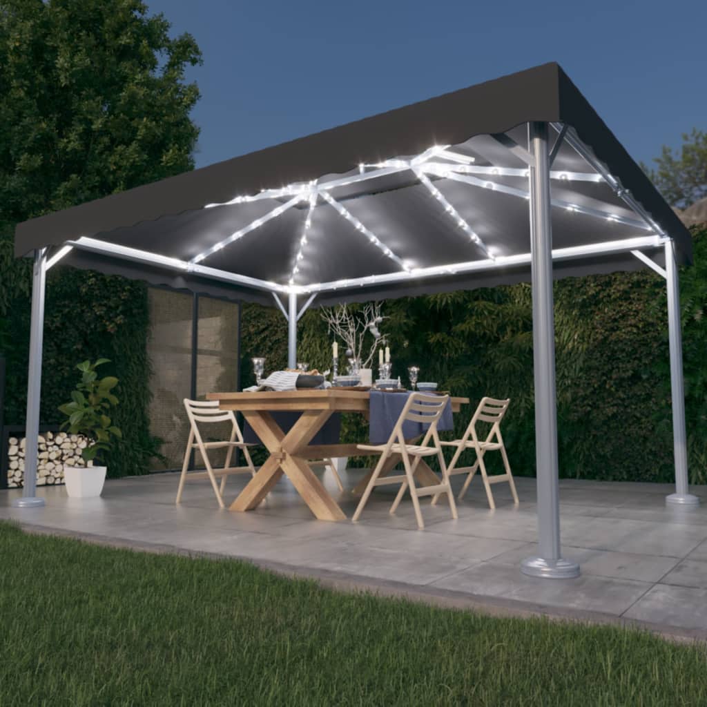 Tonnelle et guirlande lumineuse à LED 4x3m Anthracite Aluminium