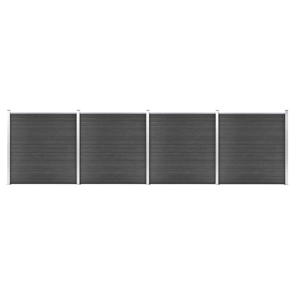 WPC Fence Panel Set 699x186 cm Black