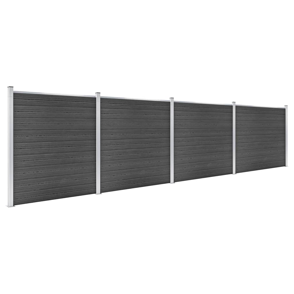 WPC Fence Panel Set 699x186 cm Black