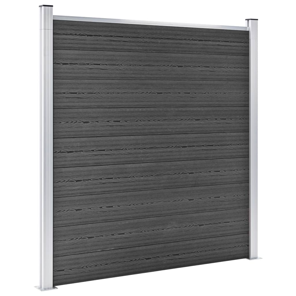 WPC Fence Panel Set 699x186 cm Black