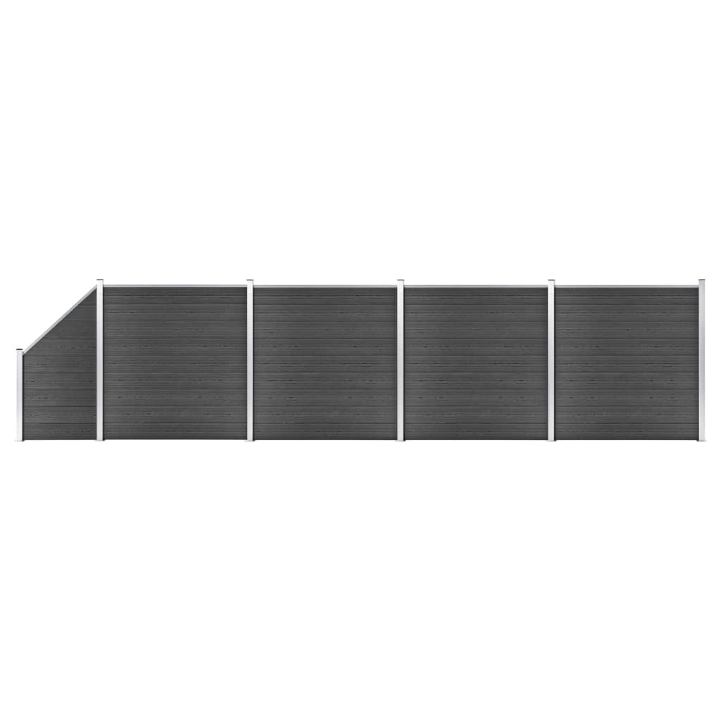 WPC Fence Panel Set 792x(105-186) cm Black