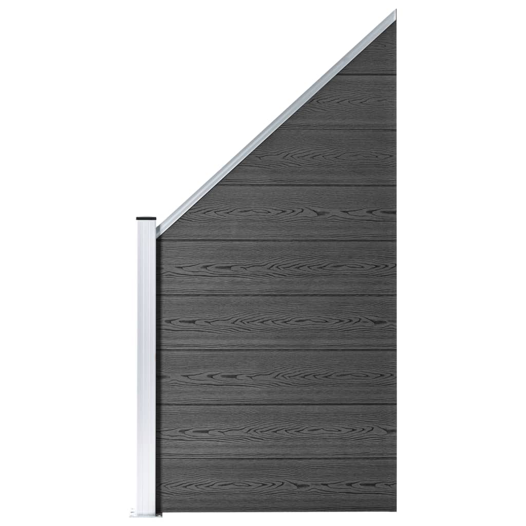 WPC Fence Panel Set 792x(105-186) cm Black