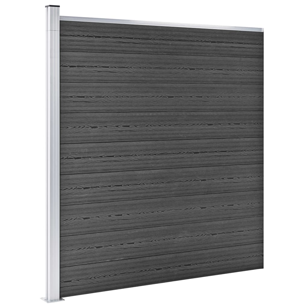 WPC Fence Panel Set 965x(105-186) cm Black