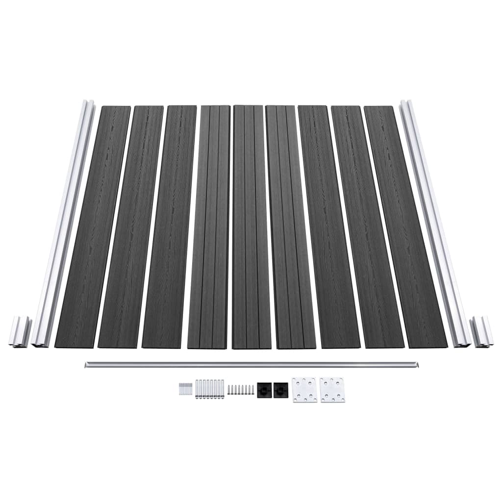 WPC Fence Panel Set 965x(105-186) cm Black