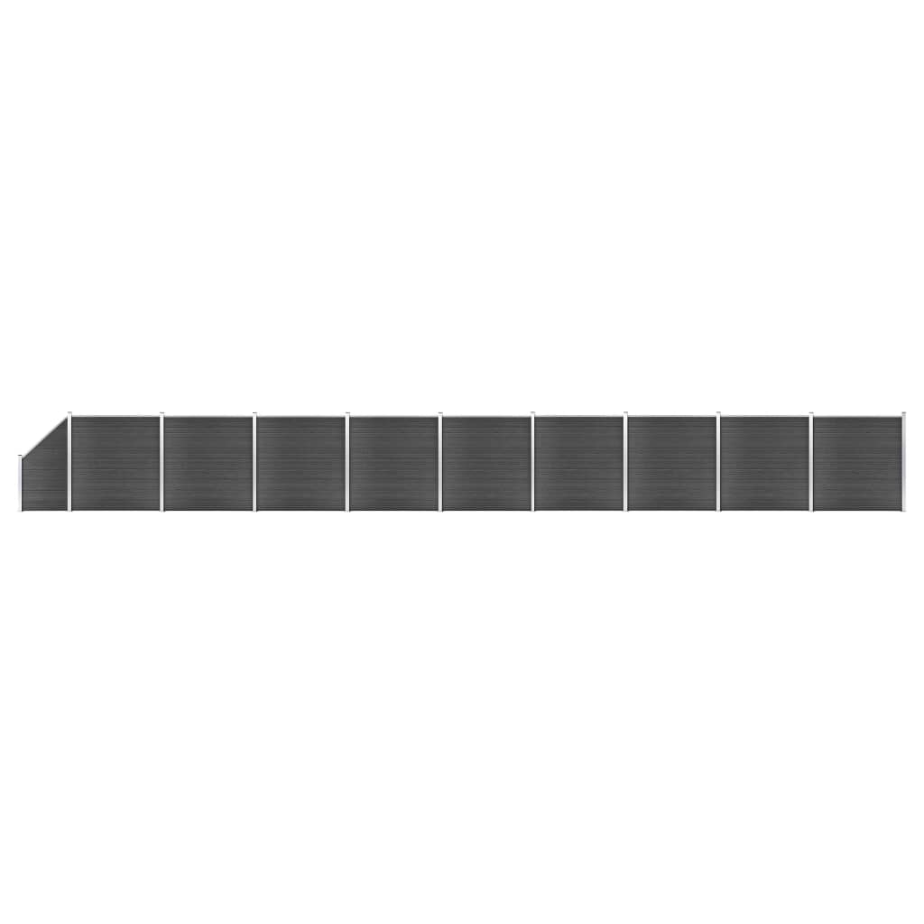 WPC Fence Panel Set 1657x(105-186) cm Black