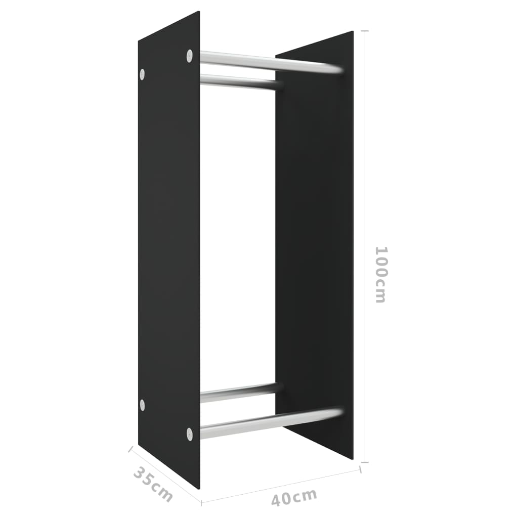 Kaminholzregal Schwarz 40x35x100 cm Gehärtetes Glas