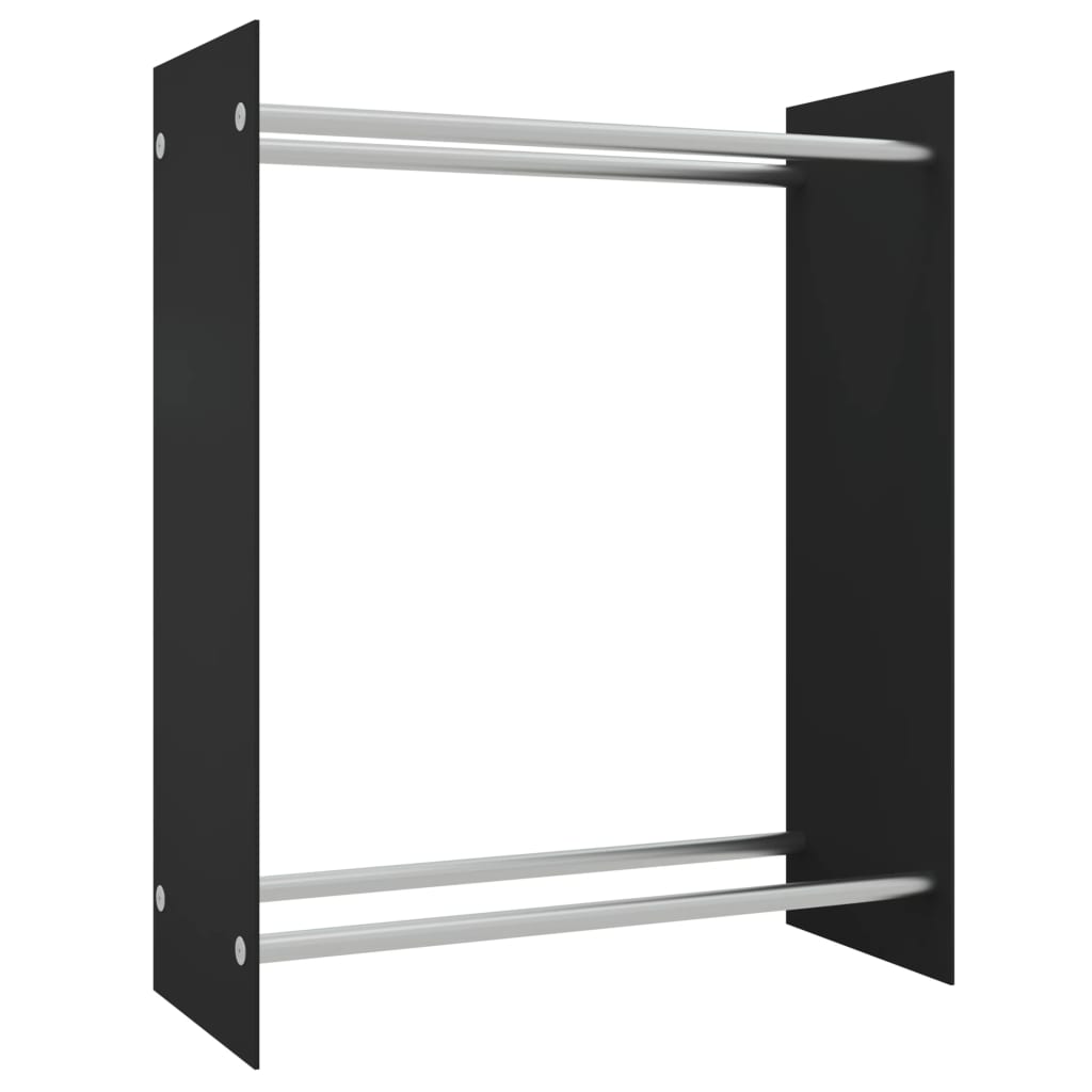 Kaminholzregal Schwarz 80x35x100 cm Gehärtetes Glas