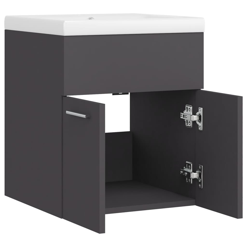 Armoire d'évier avec lavabo intégré Gris Aggloméré