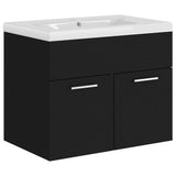 Armoire d'évier avec lavabo intégré Noir Aggloméré