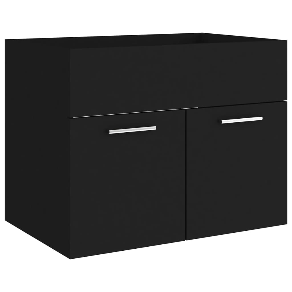 Armoire d'évier avec lavabo intégré Noir Aggloméré