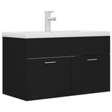 Armoire d'évier avec lavabo intégré Noir Aggloméré