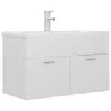 Sink cabinet with integrated washbasin Glossy white Chipboard