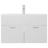 Sink cabinet with integrated washbasin Glossy white Chipboard