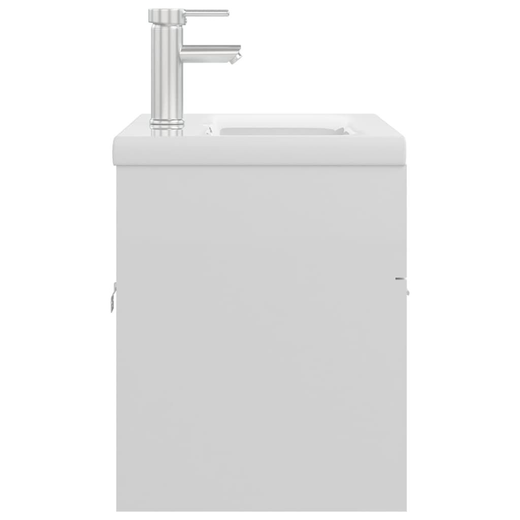 Sink cabinet with integrated washbasin Glossy white Chipboard