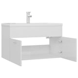 Sink cabinet with integrated washbasin Glossy white Chipboard