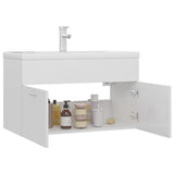 Sink cabinet with integrated washbasin Glossy white Chipboard