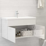 Sink cabinet with integrated washbasin Glossy white Chipboard