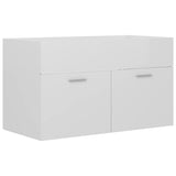 Sink cabinet with integrated washbasin Glossy white Chipboard