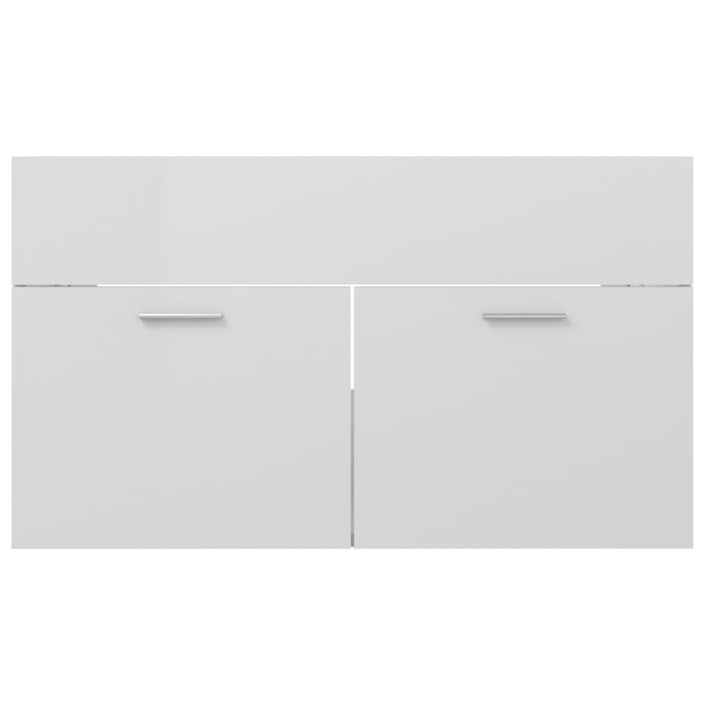 Sink cabinet with integrated washbasin Glossy white Chipboard