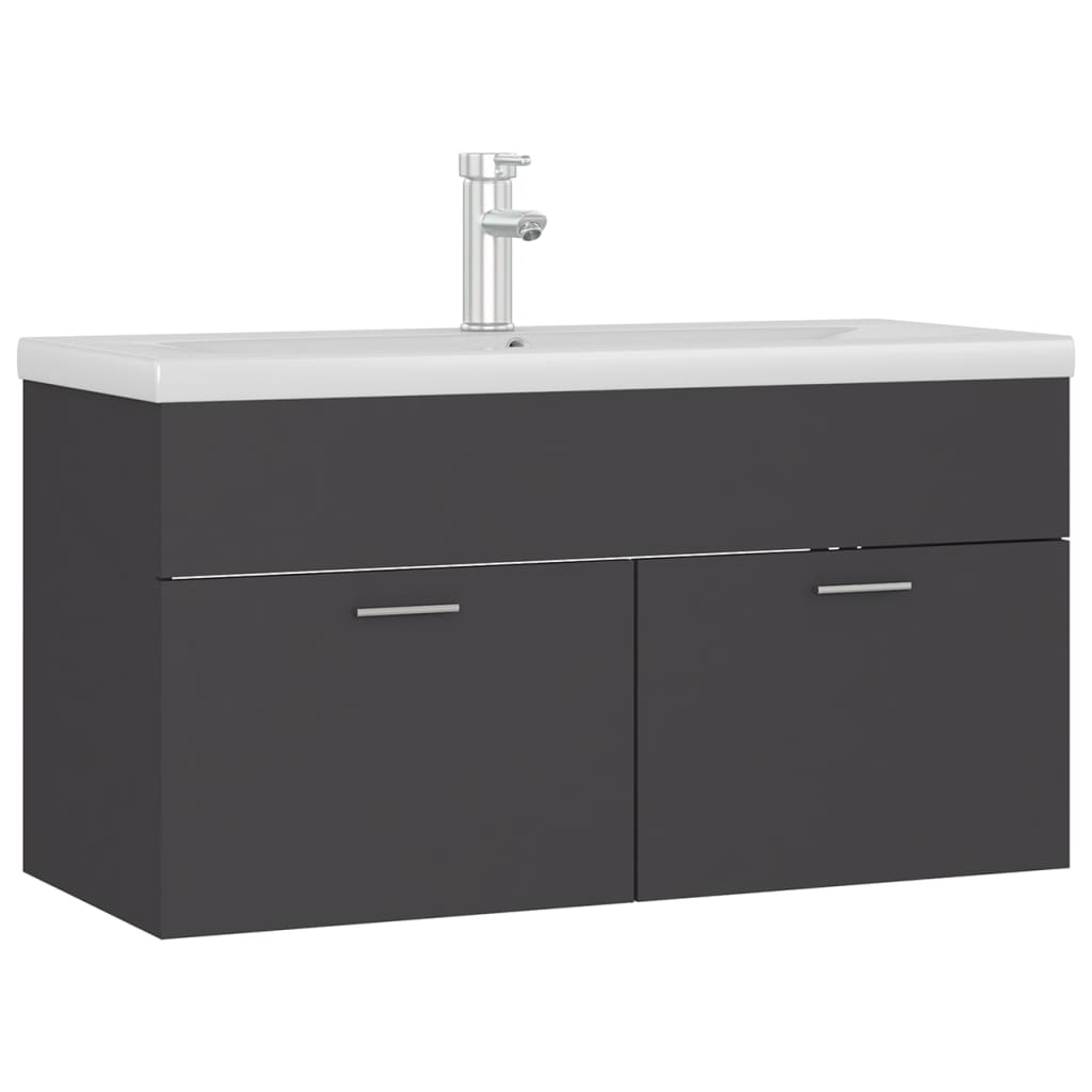 Sink cabinet with integrated washbasin Grey Agglomerate