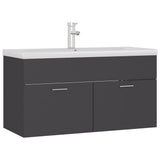 Sink cabinet with integrated washbasin Grey Agglomerate