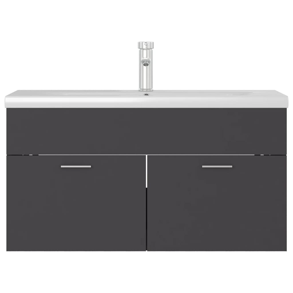 Sink cabinet with integrated washbasin Grey Agglomerate