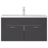 Sink cabinet with integrated washbasin Grey Agglomerate