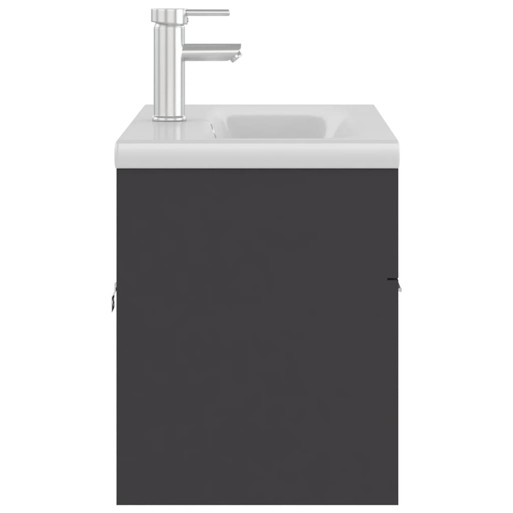 Sink cabinet with integrated washbasin Grey Agglomerate