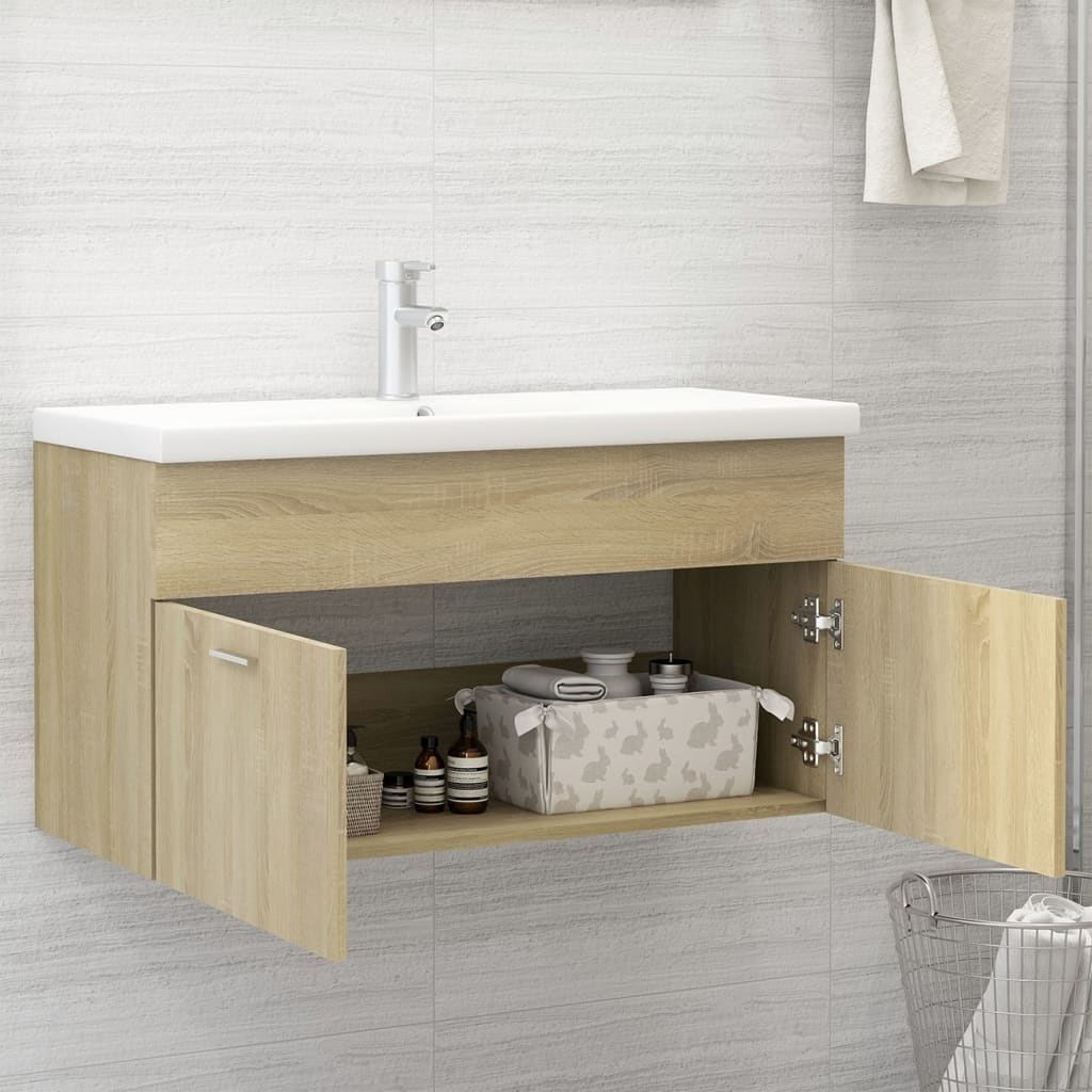 Armoire d'évier avec lavabo intégré Chêne sonoma Aggloméré