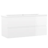 Sink cabinet with integrated washbasin Glossy white Chipboard