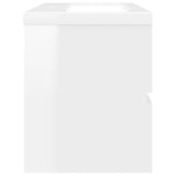 Sink cabinet with integrated washbasin Glossy white Chipboard