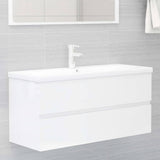 Sink cabinet with integrated washbasin Glossy white Chipboard