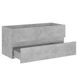 Concrete gray engineered wood sink cabinet and integrated washbasin