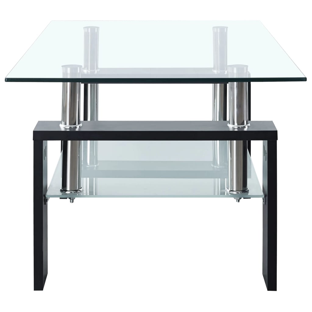 Table basse Noir et transparent 95x55x40 cm Verre trempé