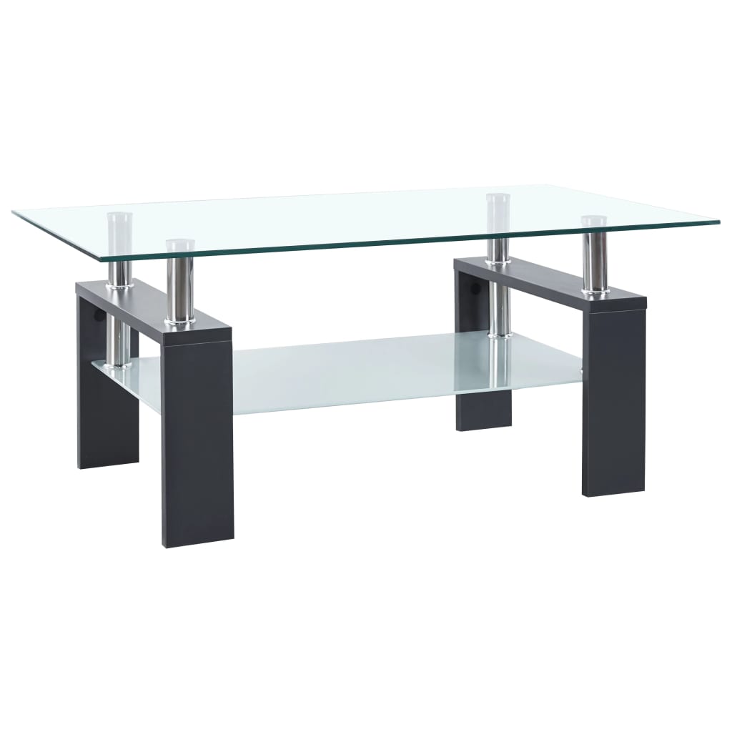 Table basse Gris et transparent 95x55x40 cm Verre trempé