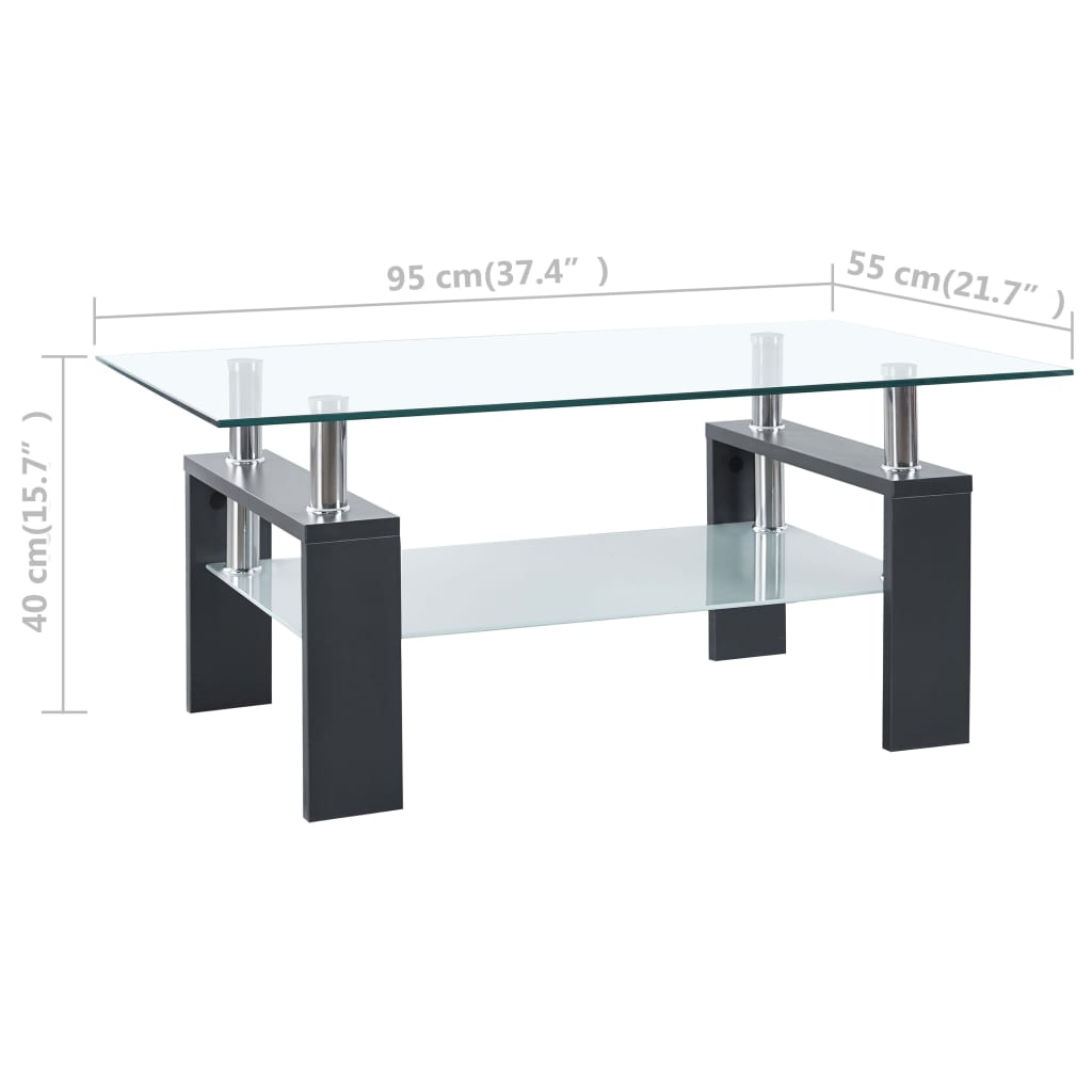 Table basse Gris et transparent 95x55x40 cm Verre trempé