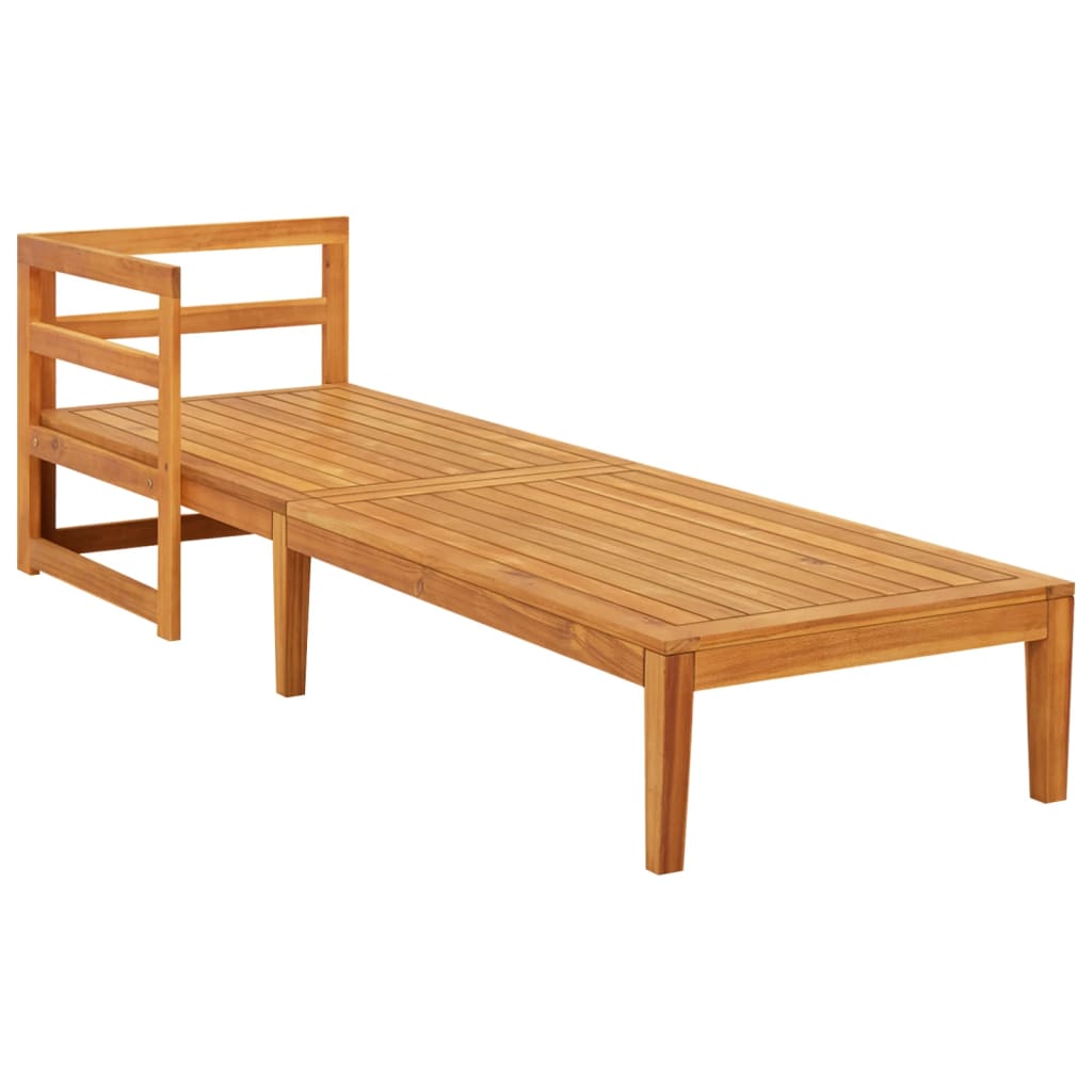 Chaise longue avec 1 accoudoir Blanc crème Bois d'acacia solide