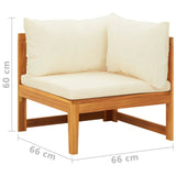 Salon de jardin 2 pcs avec coussins blanc crème Bois d'acacia