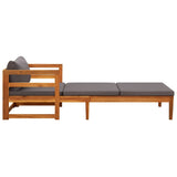 Chaise longue avec coussins gris foncé Bois d'acacia solide