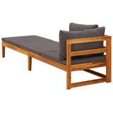 Chaise longue avec 1 accoudoir Gris foncé Bois d'acacia solide