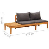 Banc de jardin avec table avec coussins gris foncé Teck solide