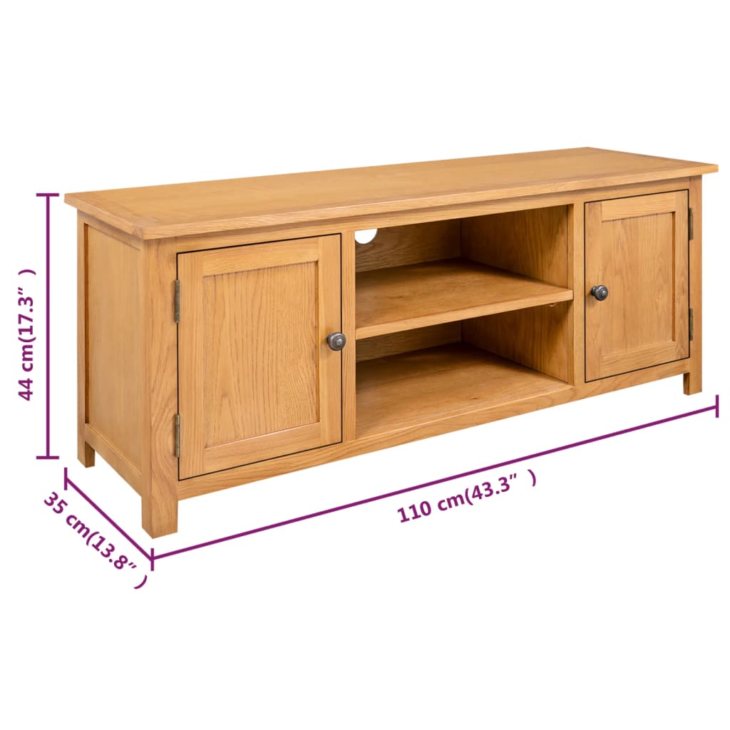 Meuble TV 110x35x44 cm Bois de chêne massif