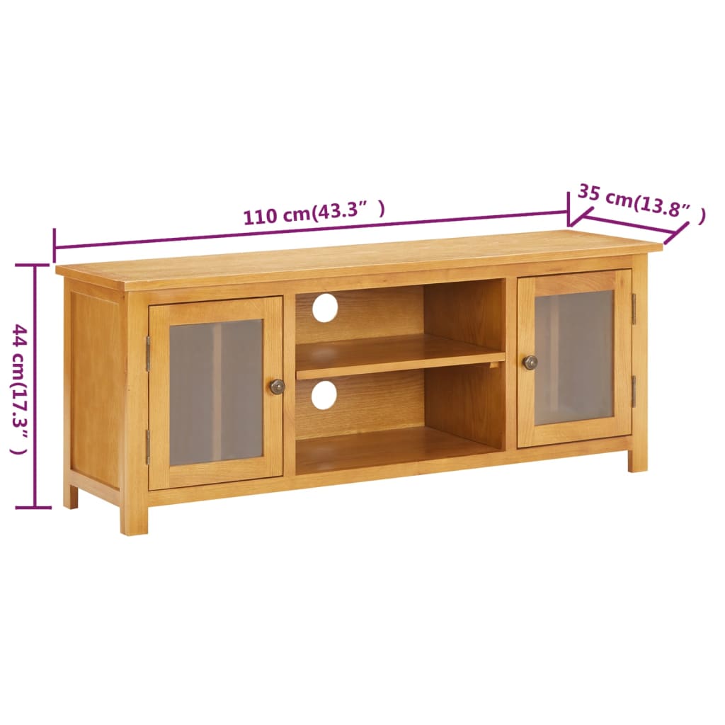 Meuble TV 110x35x44 cm Bois de chêne massif